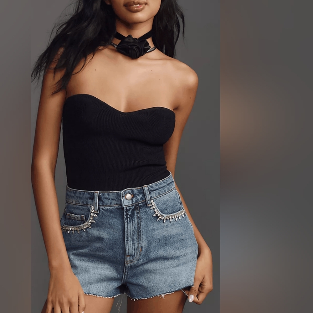 Pilcro Lover Embellished Denim Short